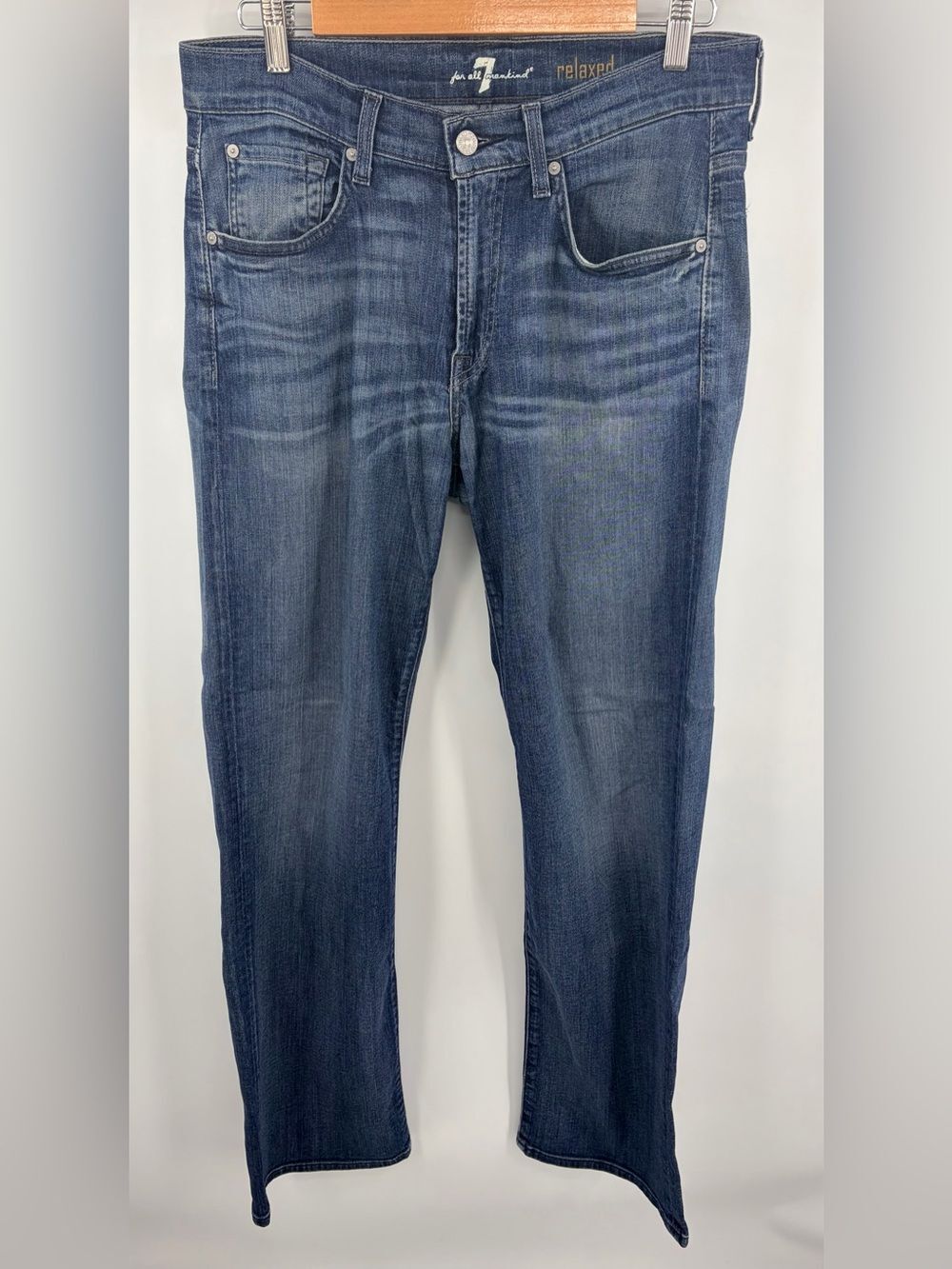 7 For All Mankind relaxed medium wash slim boot denim jean men’s 31x32